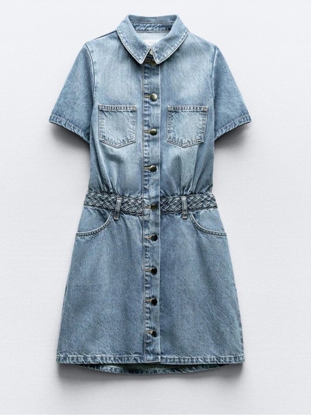 ZARA SS24 COTTON DENIM Z1975 MINI MID BLUE SHIRTDRESS - Picture 5 of 10